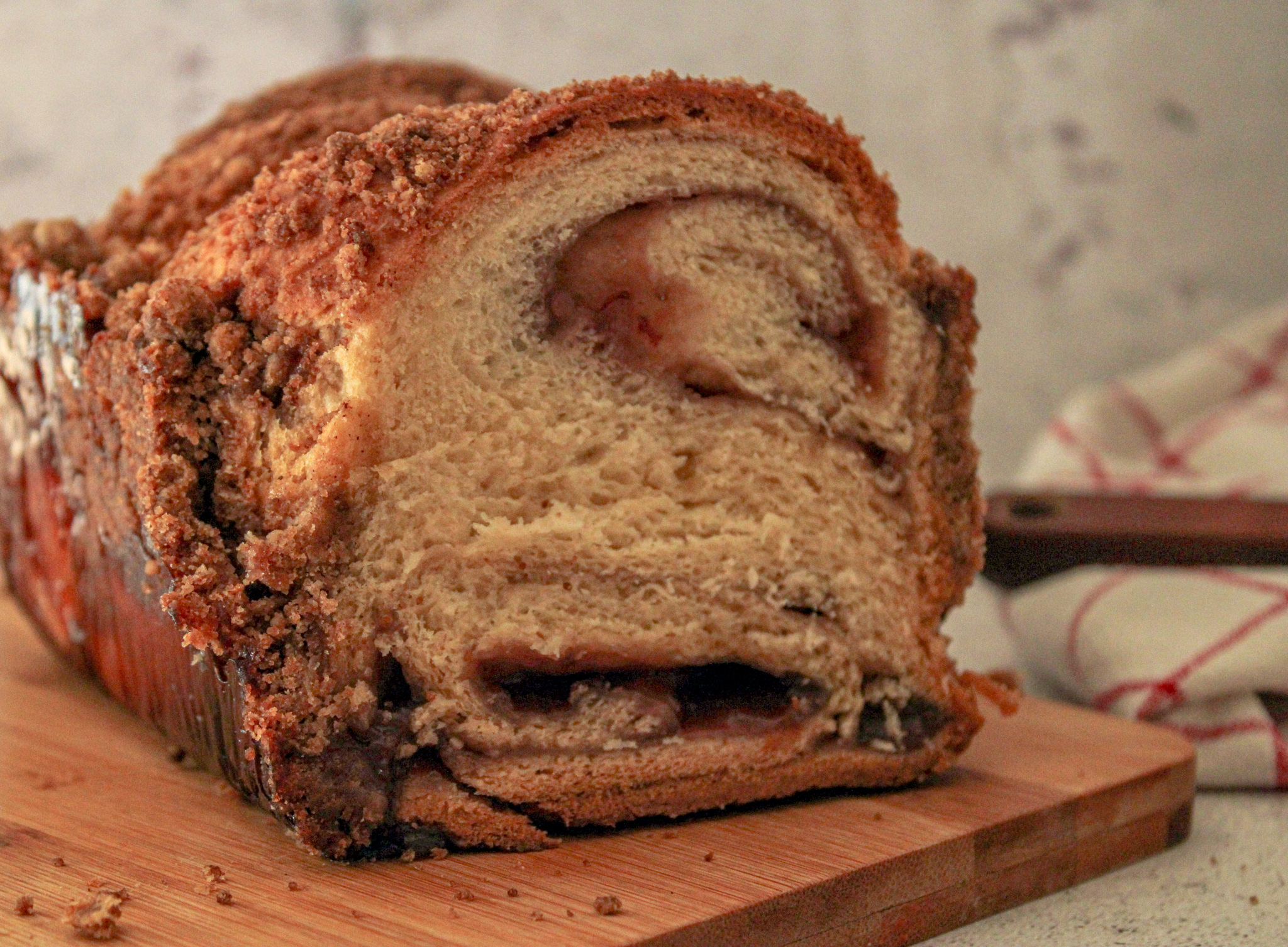 Strawberry Jelly Donut Babka Crisp and Crumble