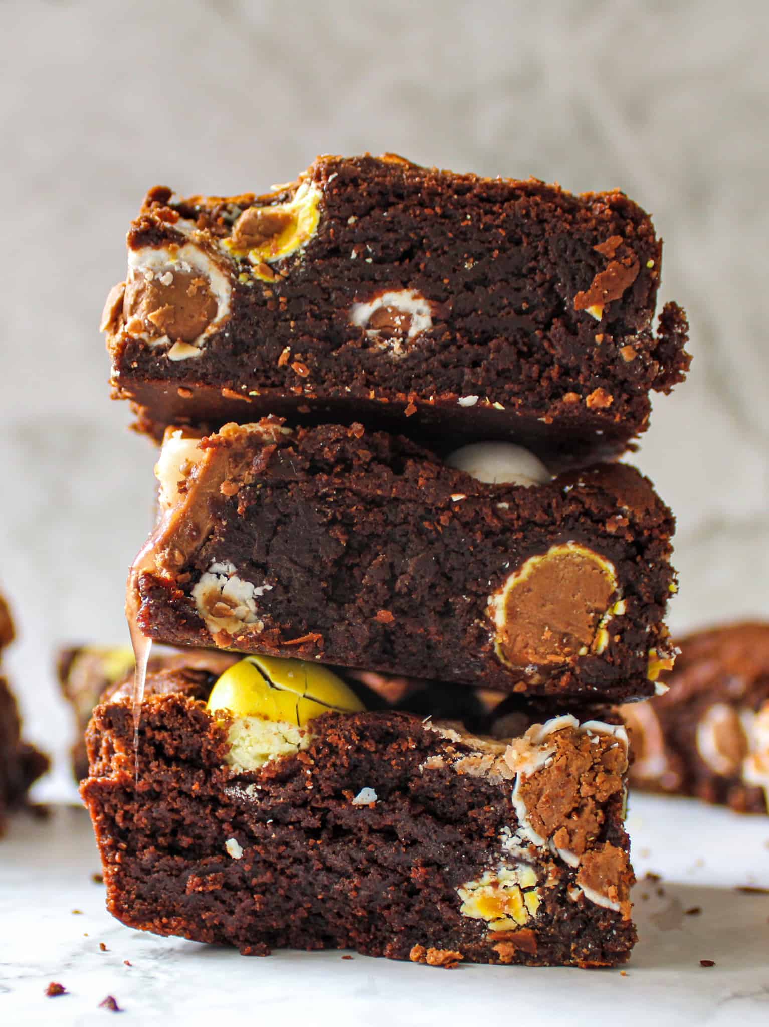 A stack of Easter brownies. 