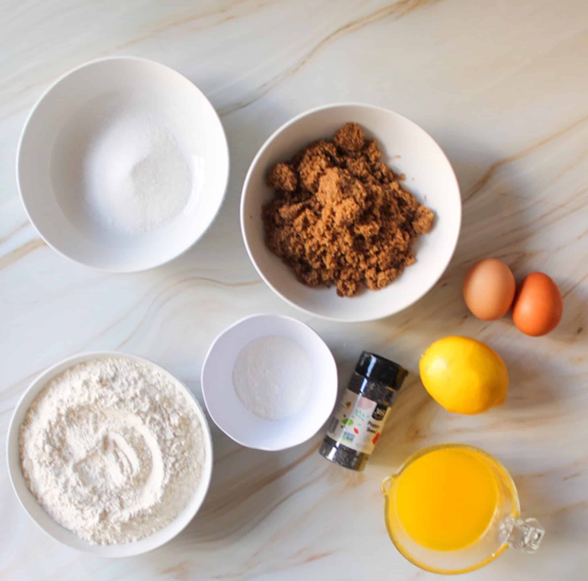 Ingredients needed for Lemon Poppy Seed Muffin Top Cookies. 